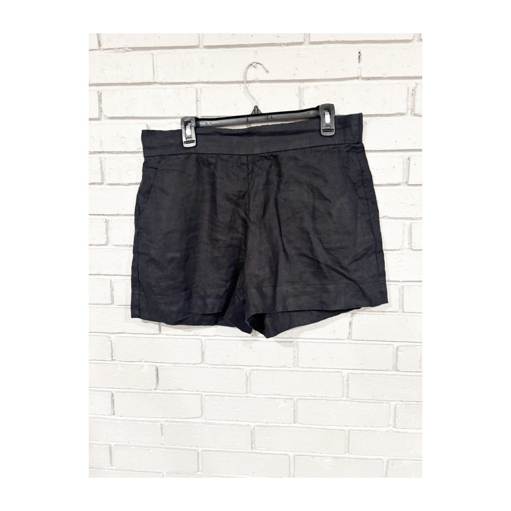 Daily Ritual Womens‎ Black Linen Blend High Rise Relaxed Shorts Size 14
